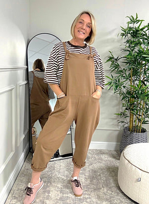 Nina Jersey Dungarees 8-16 Camel