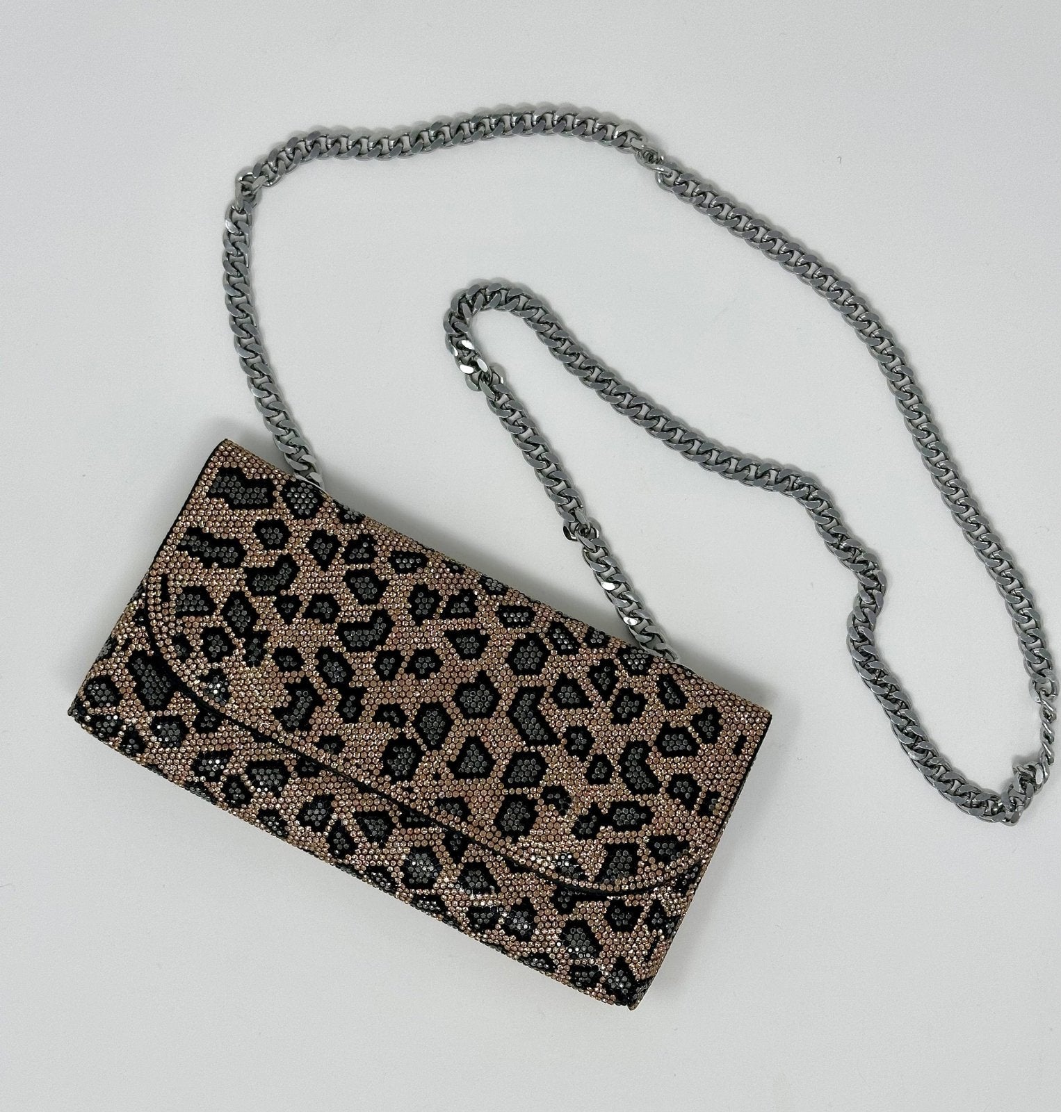 Diamante Leopard Evening Crossbody Clutch Bag