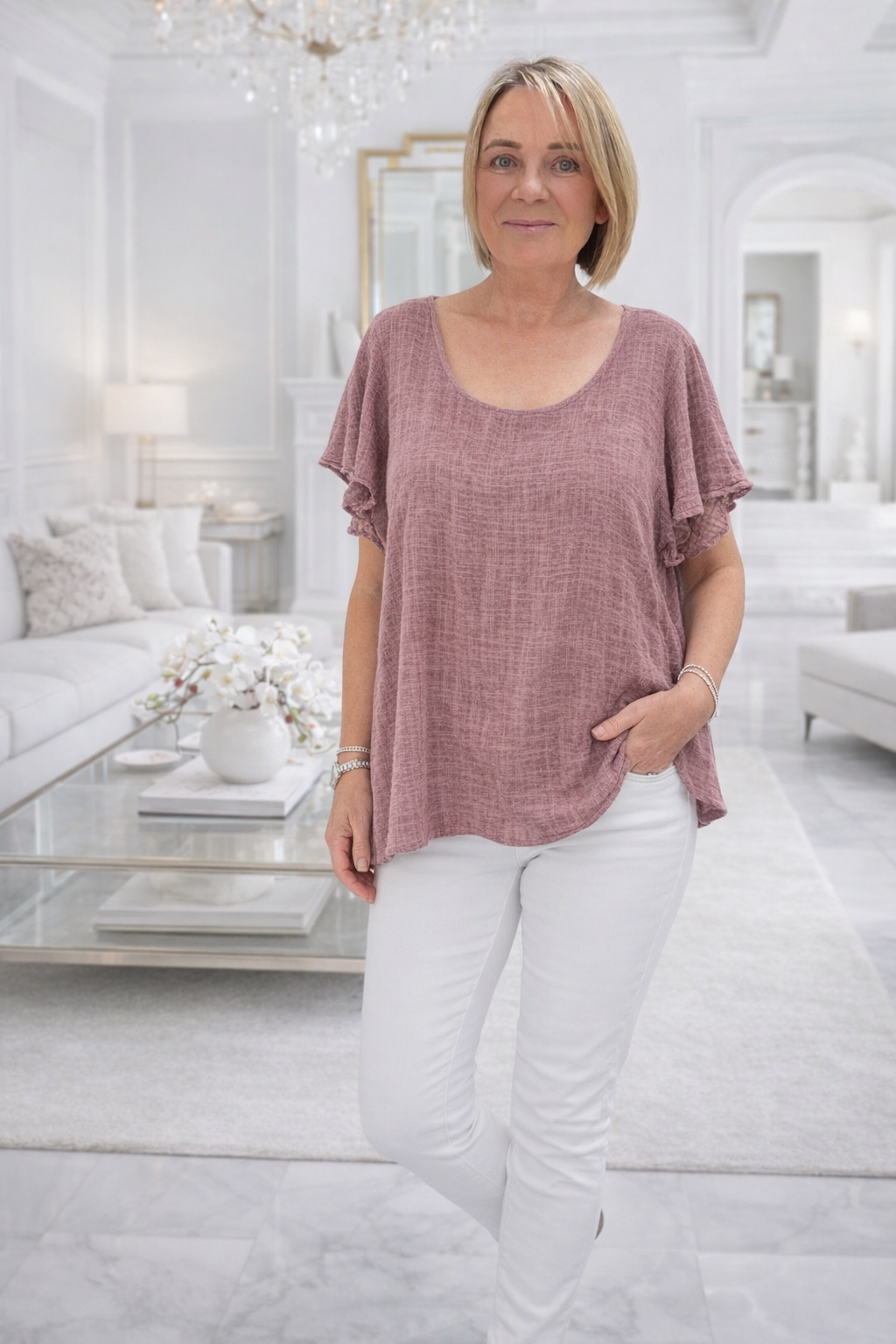 cotton Flutter Sleeve Top 12-18