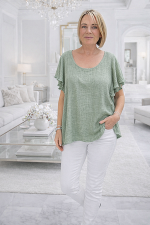 cotton Flutter Sleeve Top 12-18