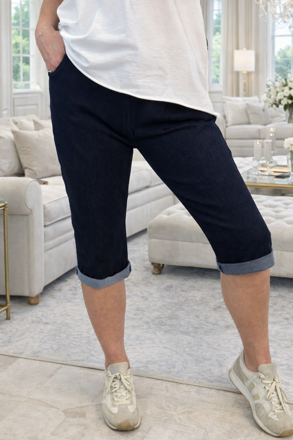 Emma Magic Stretch Denim Shorts Sizes 8–20 Dark Wash