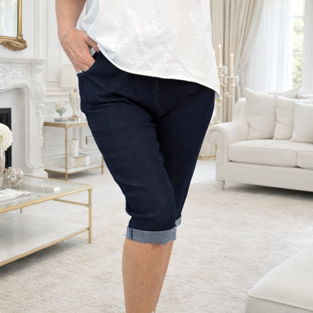 Emma Magic Stretch Denim Shorts Sizes 8–20 Dark Wash