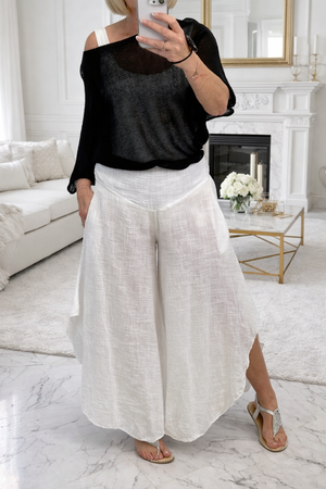 Luna Wide Leg Panel Trousers 10-18 White