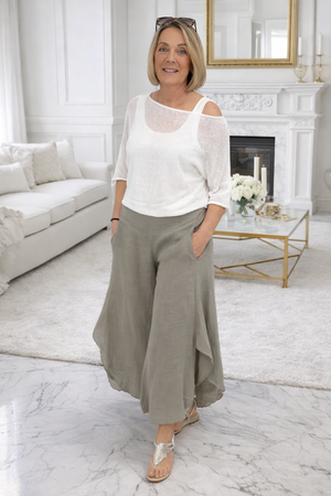 Luna Wide Leg Panel Trousers 10-18 Mocha