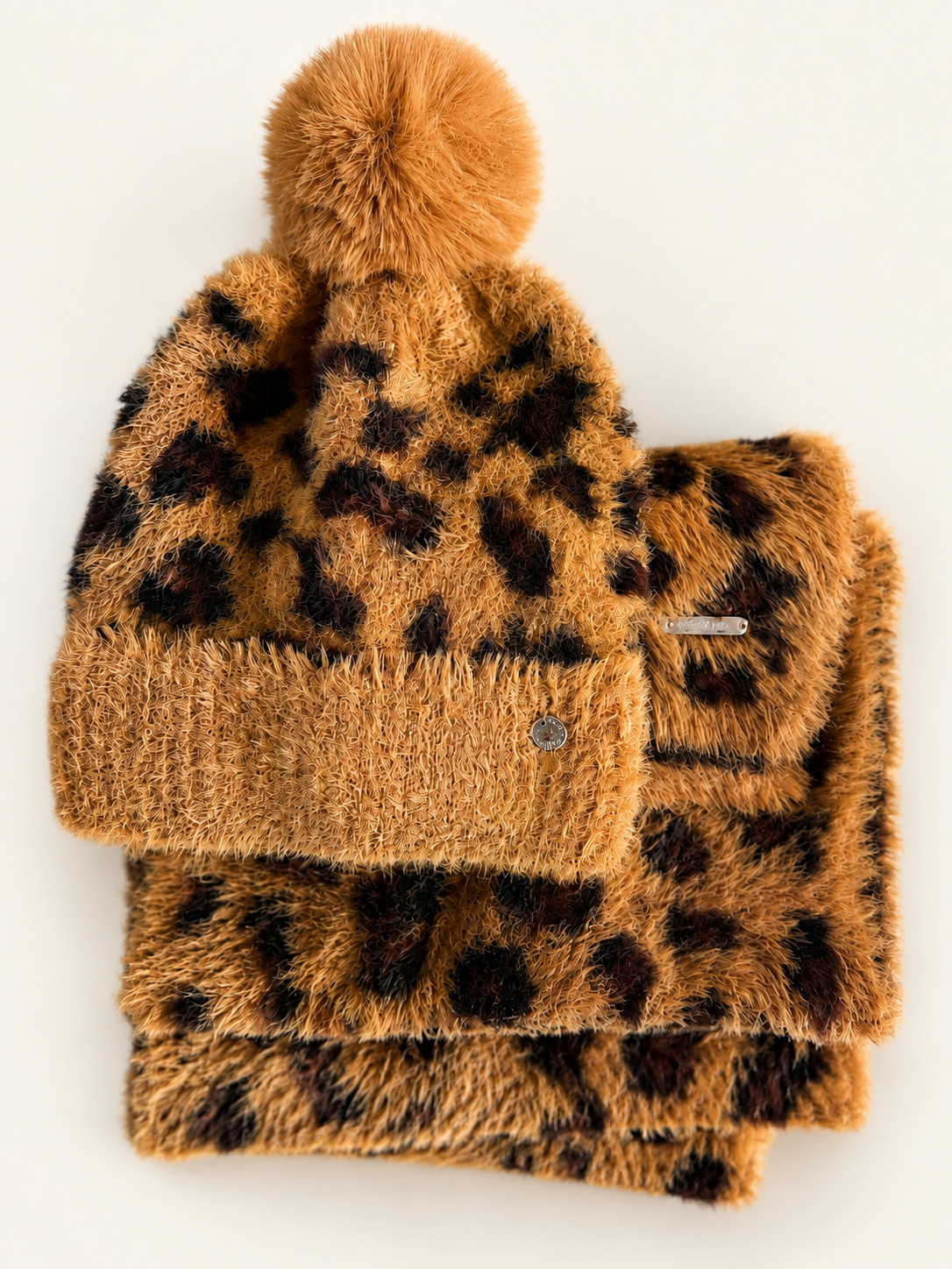 Luxury Leopard Print Hat & Scarf Gift Set