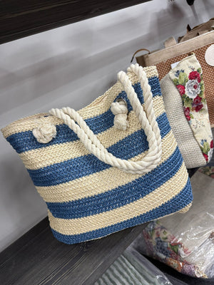 Boho Striped Tote with Rope Handles - Susie's Boutique