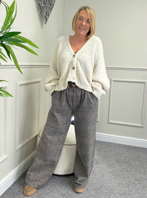 Seraphina Brushed Check Wide Leg Trousers 12-18 Black