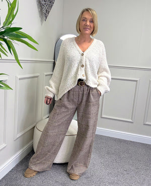 Seraphina Brushed Check Wide Leg Trousers 12-18 Chocolate