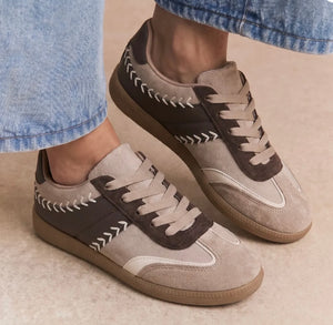 Mocha Retro Stitch Detail Trainers