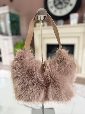 Faux Fur Shoulder Bag Mocha/Taupe