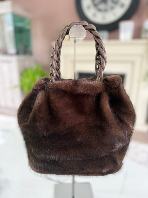 Chocolate Brown Faux Fur Handbag