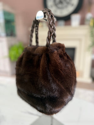 Chocolate Brown Faux Fur Handbag