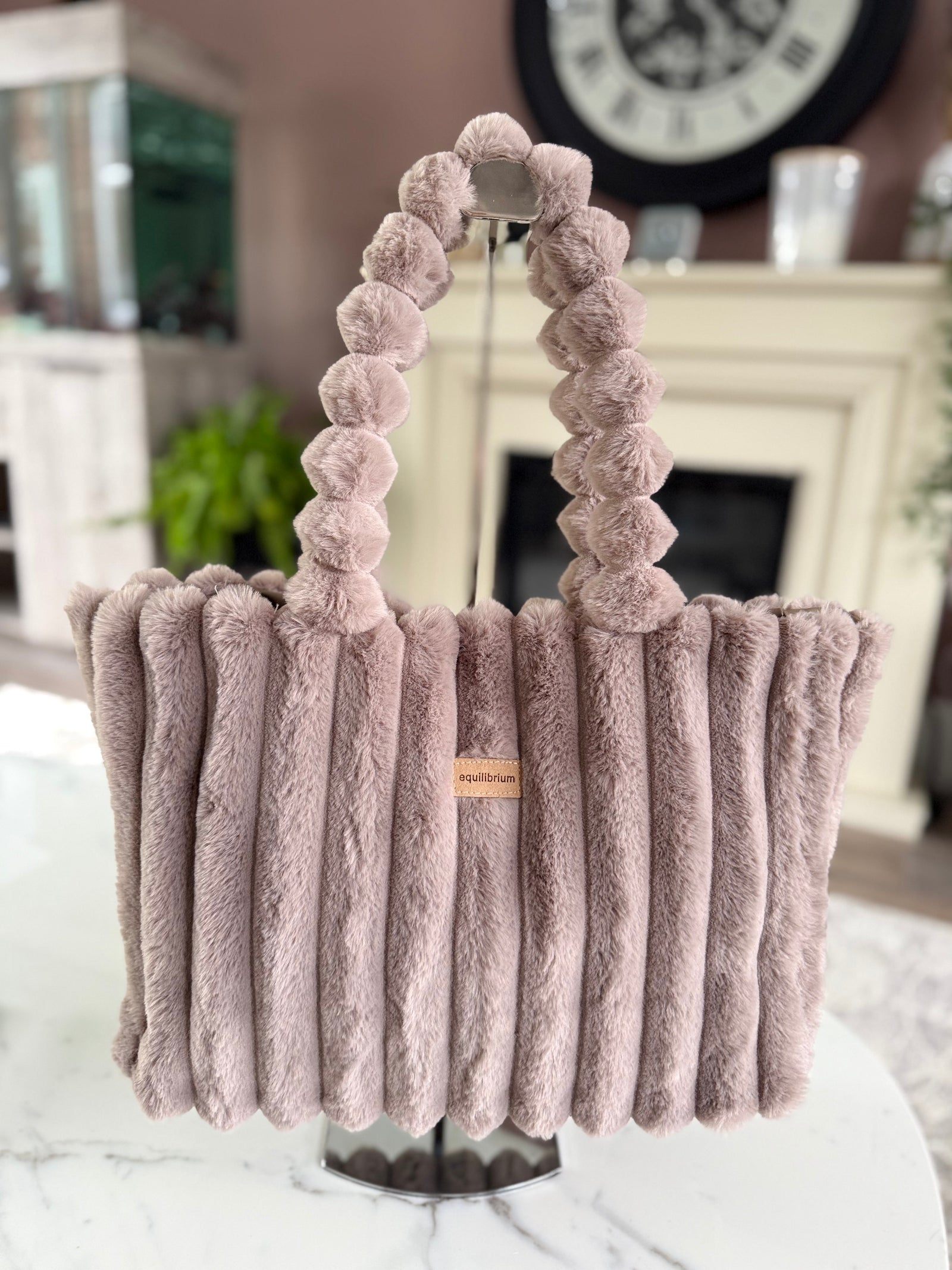 Faux Fur Tote Bag – Mocha Taupe