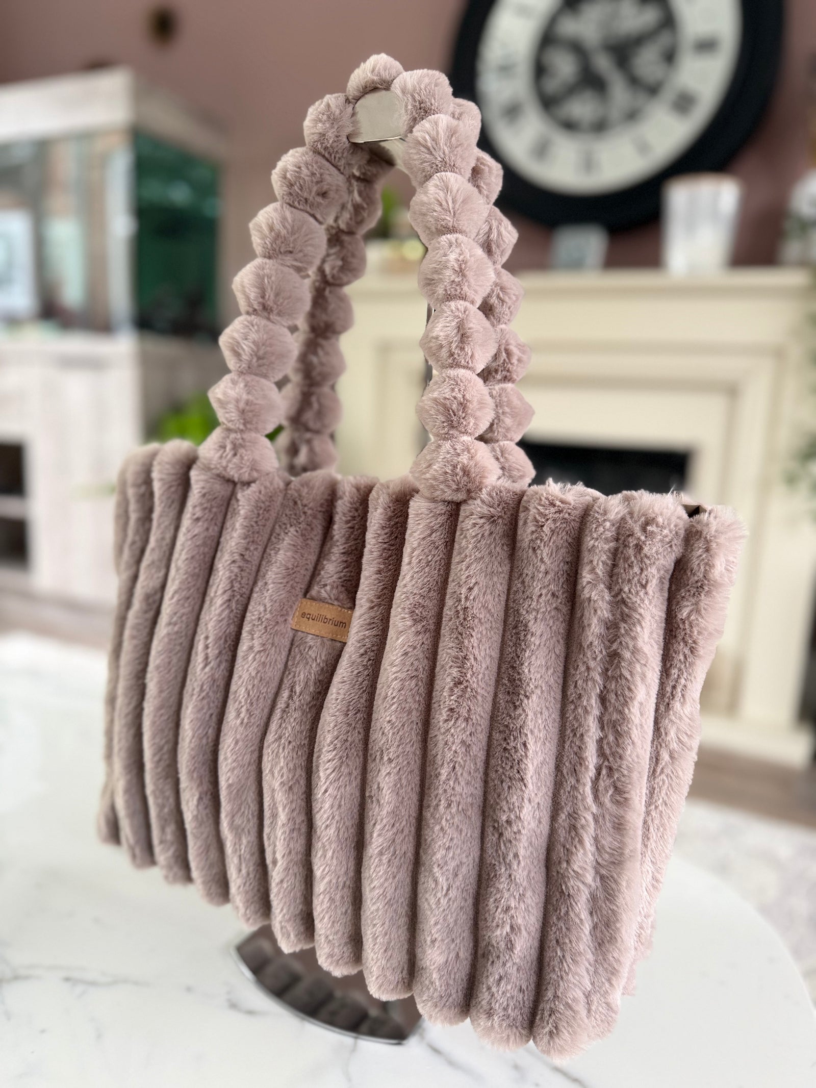 Faux Fur Tote Bag – Mocha Taupe