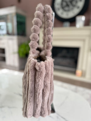 Faux Fur Tote Bag – Mocha Taupe