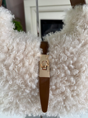 Teddy Faux Fur Shoulder Bag Cream