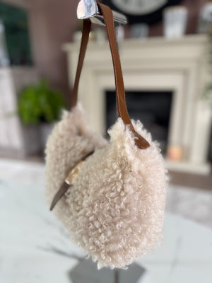 Teddy Faux Fur Shoulder Bag Cream