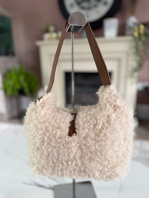 Teddy Faux Fur Shoulder Bag Cream