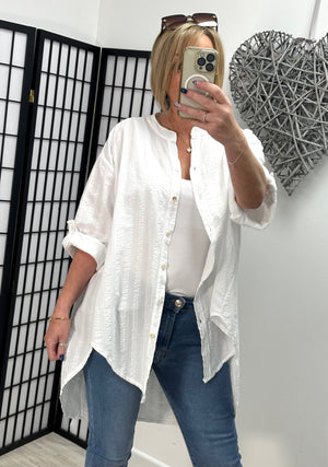 Elena Oversized Dip Hem Shirt White - Susie's Boutique