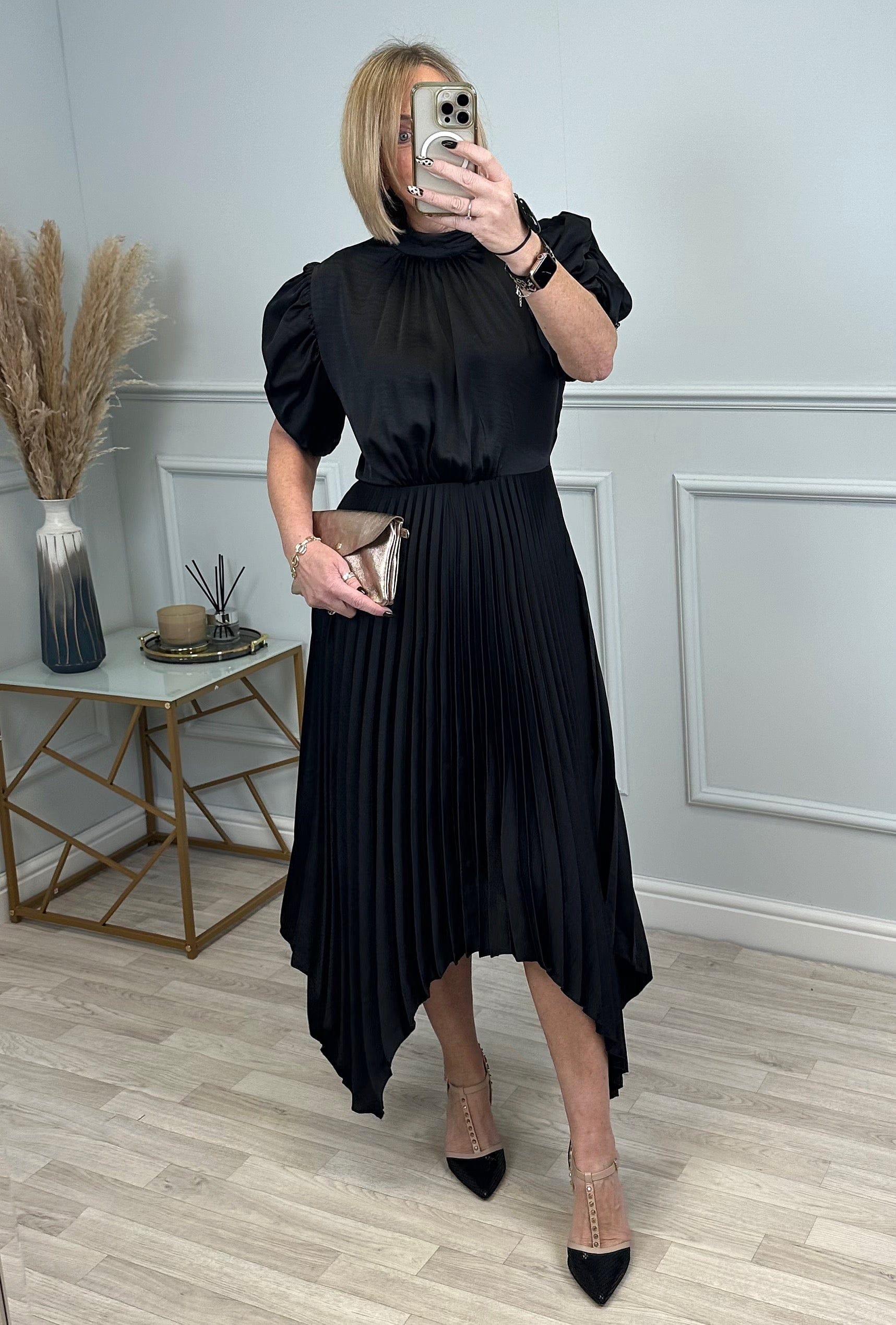 Pleated dress sale clearance
