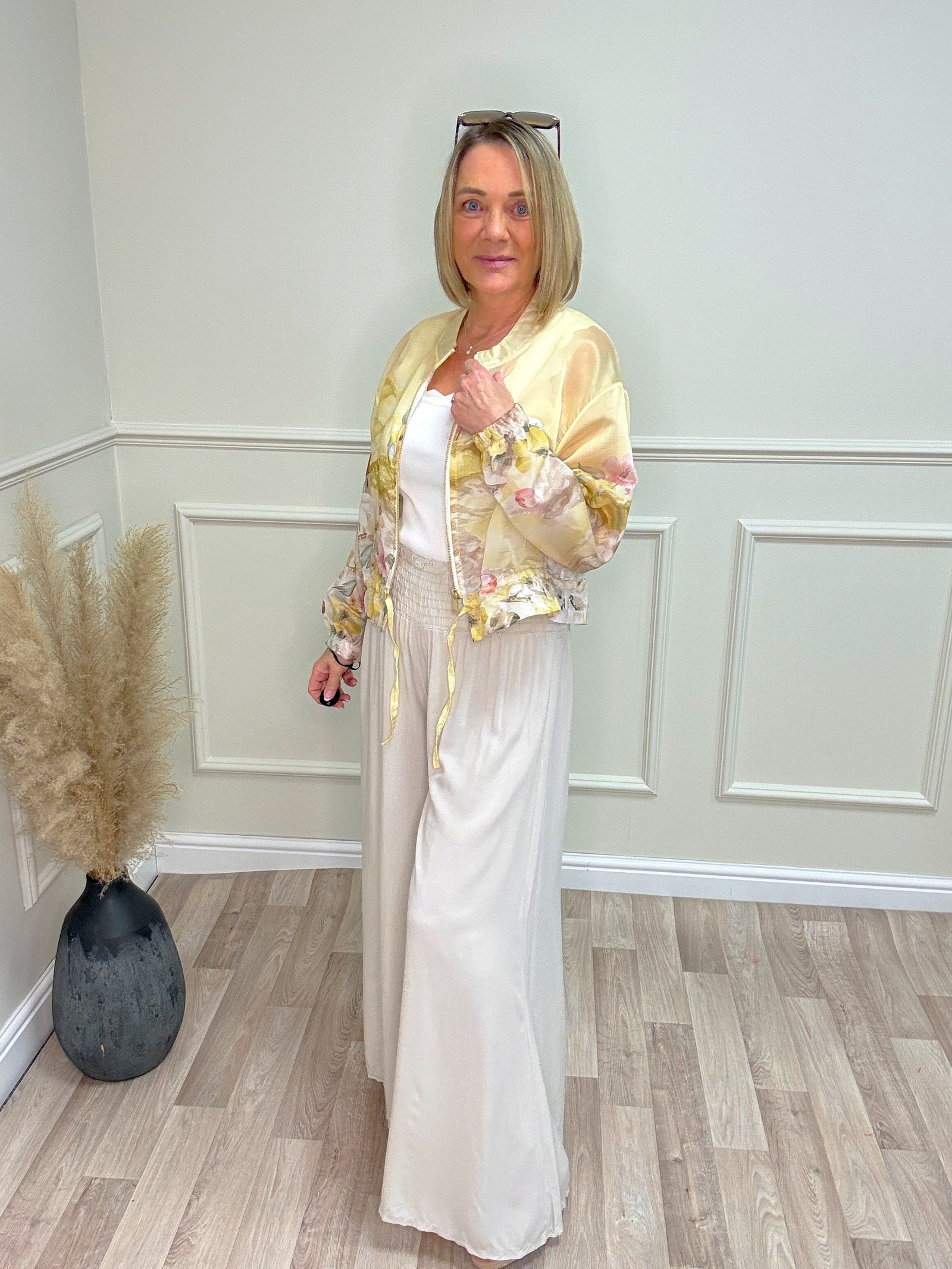 Nyla Sheer Printed Bomber Jacket 8-16 Santorini Yellow