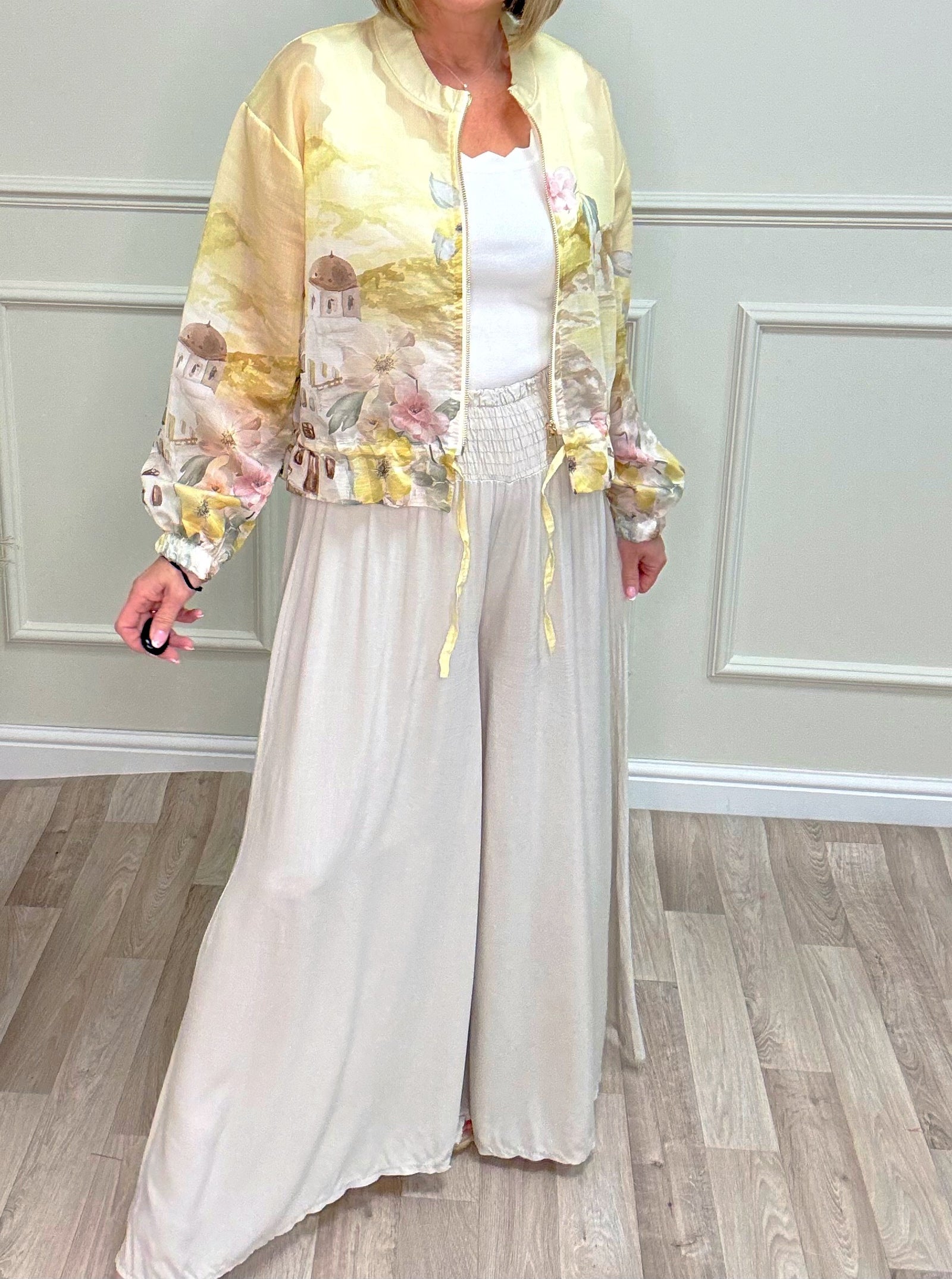 Nyla Sheer Printed Bomber Jacket 8-16 Santorini Yellow