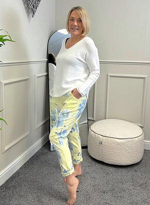 Magic Trousers Flower Print 8-16 Yellow