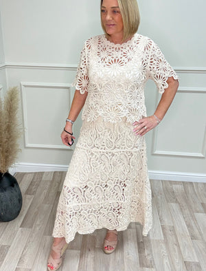 Zaria Crochet Lace Sequin Skirt 8-16