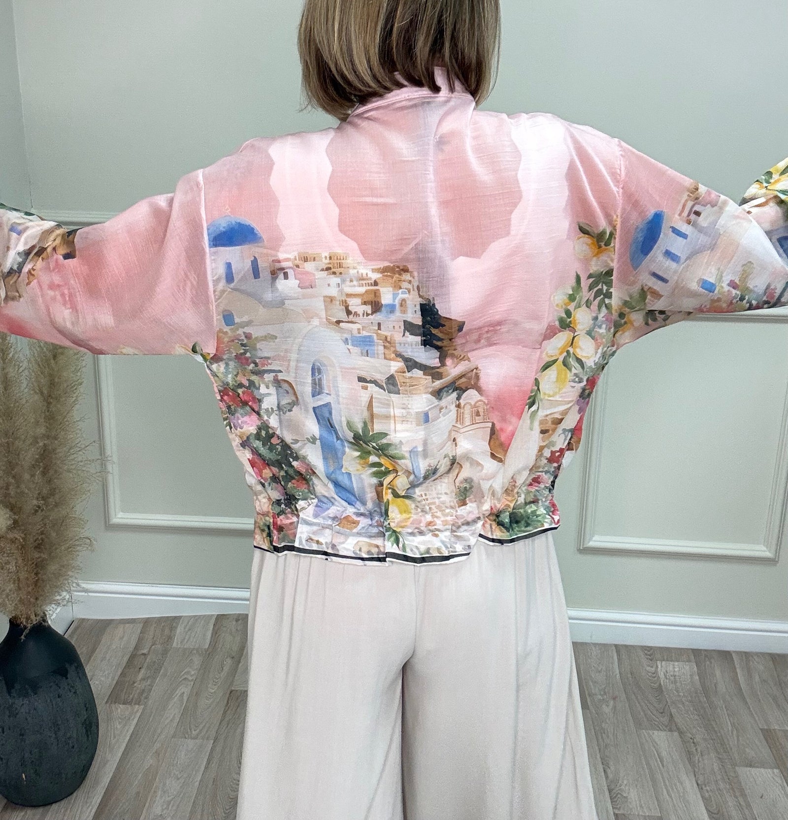 Nyla Sheer Printed Bomber Jacket 8-16 Santorini Pink