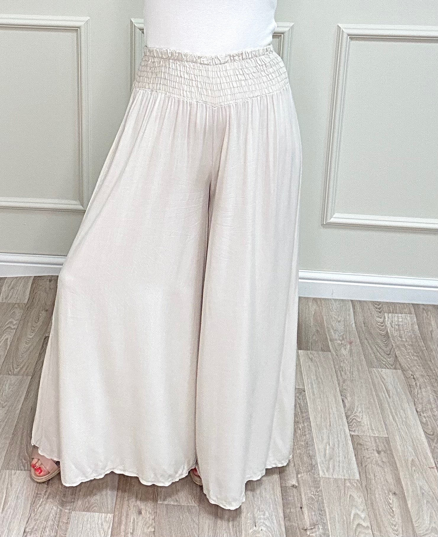 Gia Wide-Leg Trousers 8-16 Sand