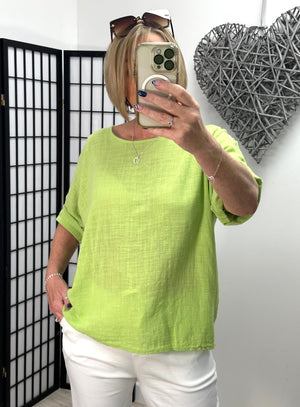 Elora Cotton top With Necklace 10-18 - Susie's Boutique