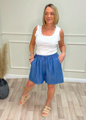 Elsie Chambray Wide Leg Shorts 8-18 Mid