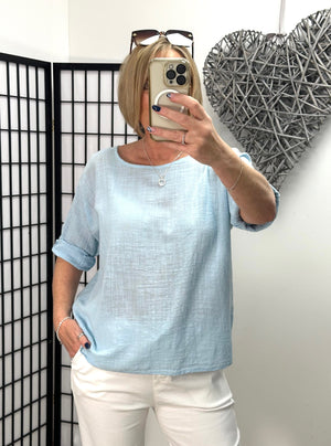 Elora Cotton top With Necklace 10-18 - Susie's Boutique