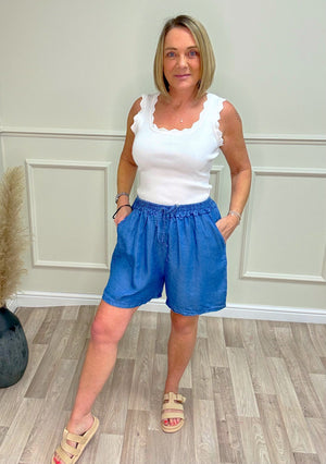 Elsie Chambray Wide Leg Shorts 8-18 Mid