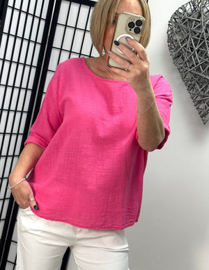 Elora Cotton top With Necklace 10-18 - Susie's Boutique