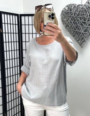 Elora Cotton top With Necklace 10-18 - Susie's Boutique