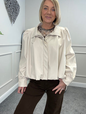 Clara Faux Leather Jacket Cream