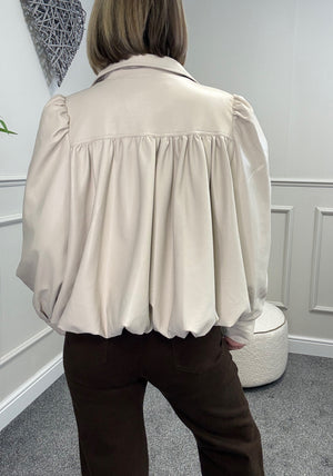 Clara Faux Leather Jacket Cream