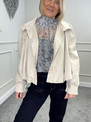 Eliza Floral Sheer Blouse 8-16 Duck Egg