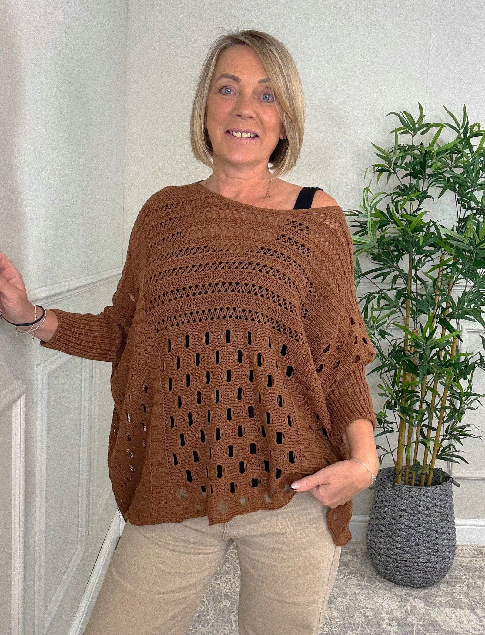 Felicity Oversized Crochet Jumper 8-18 Rust