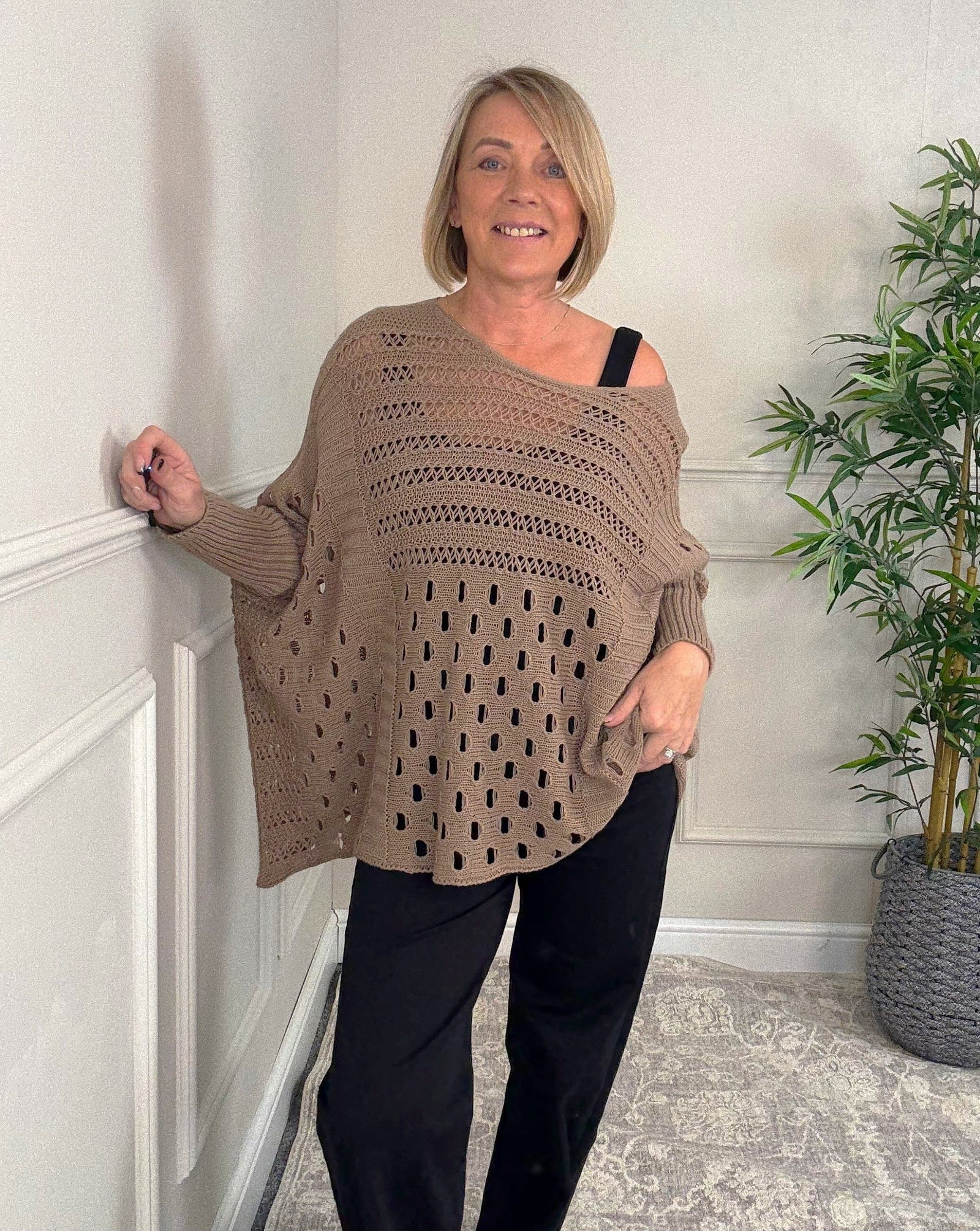 Felicity Oversized Crochet Jumper 8-18 Mocha