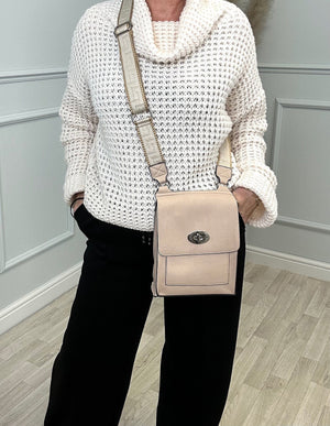 Small Lilly Messenger Crossbody Bag  Beige
