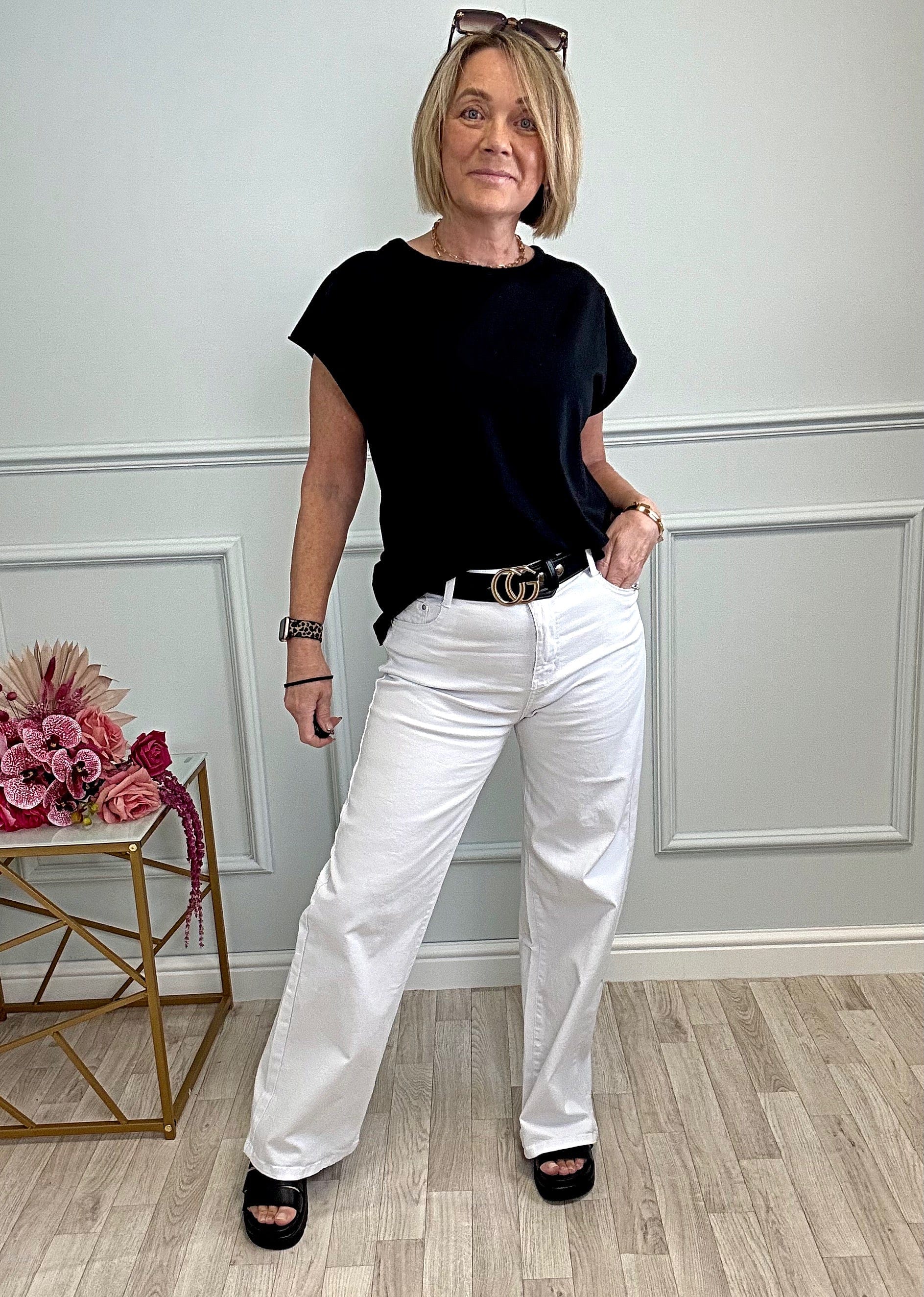Callie Wide-Leg Jeans – High-Waisted, Relaxed Fit (Sizes 10-20) White
