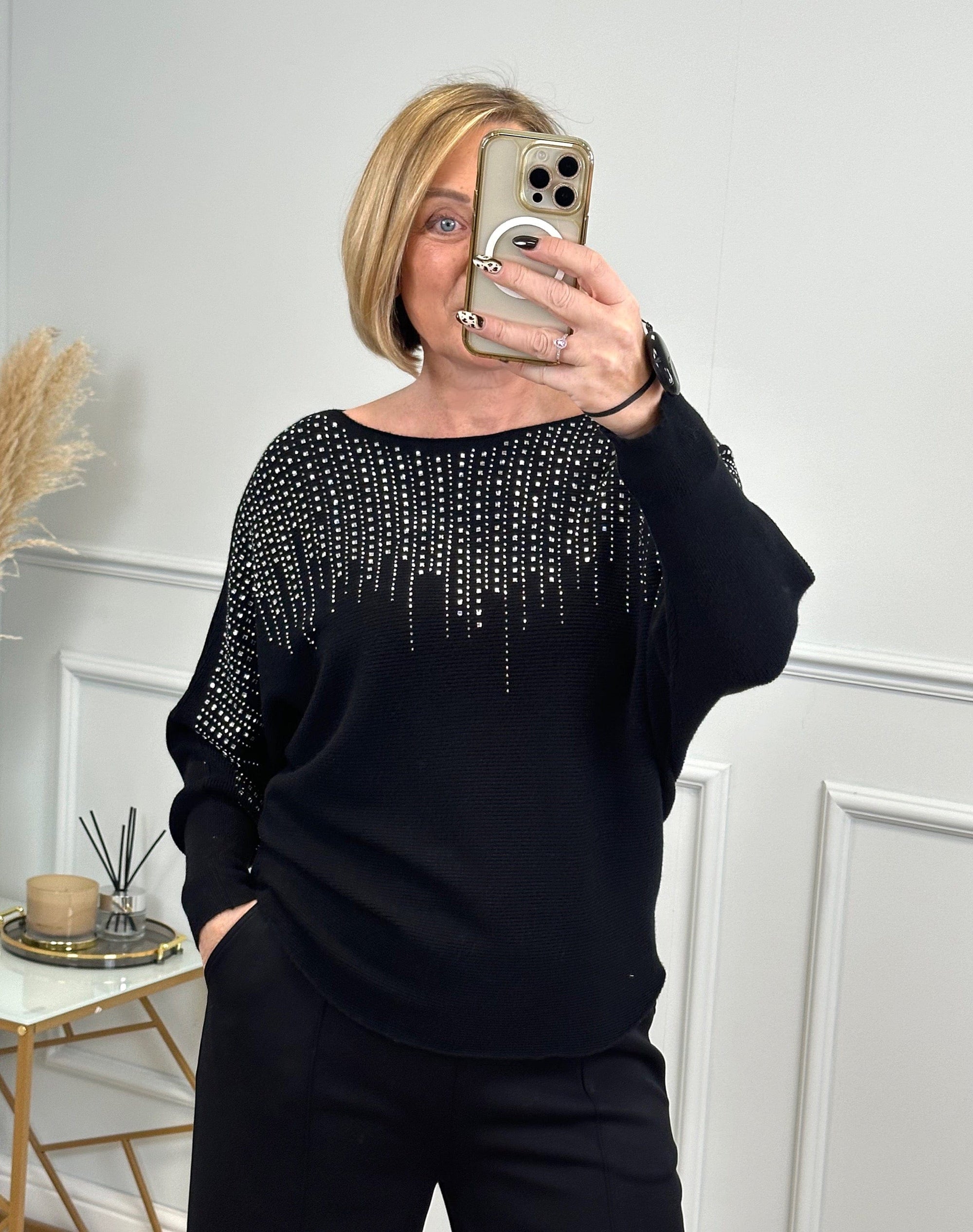 Twinkle Burst Sequin Jumper 8-16 Black