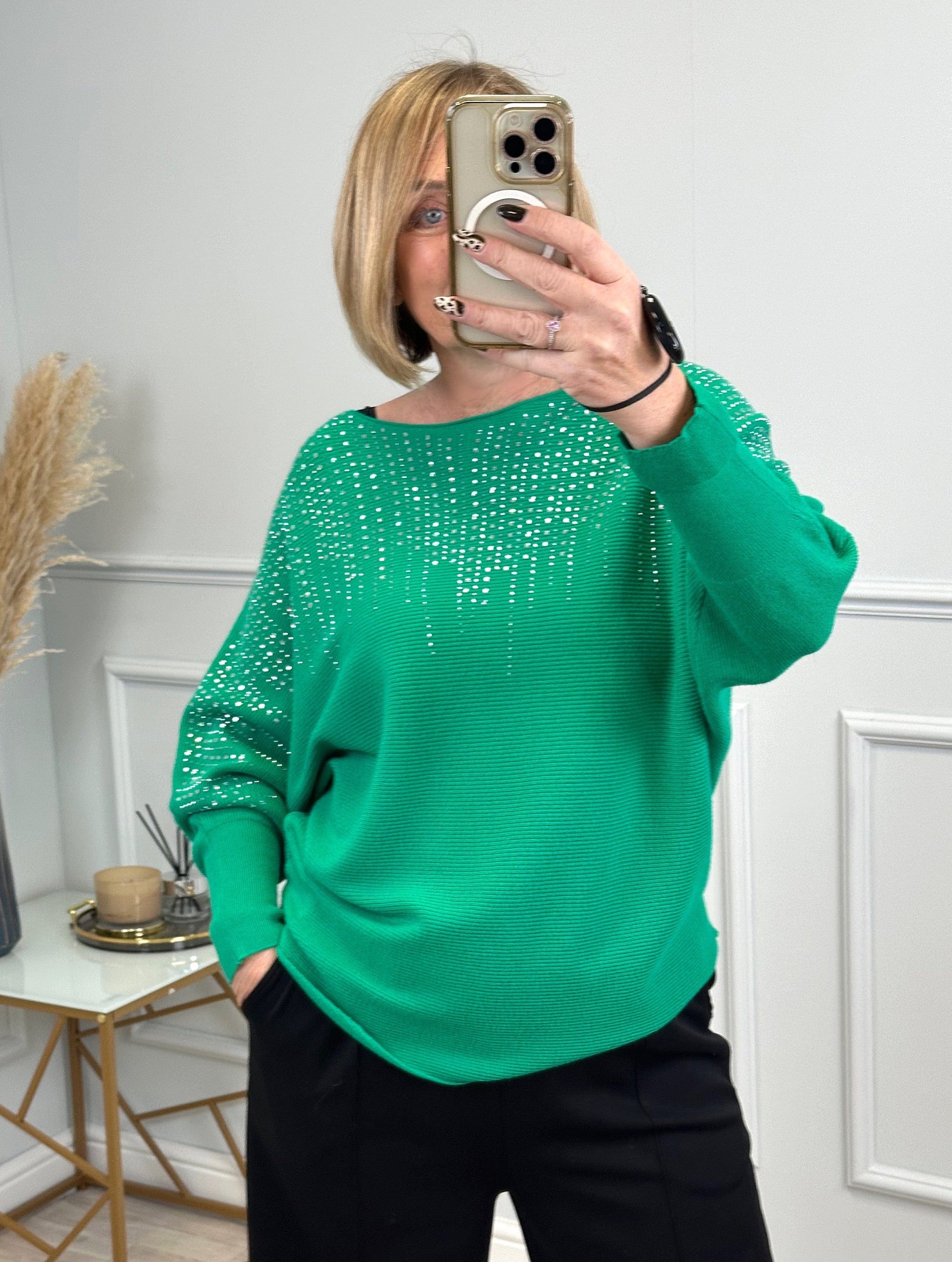 Green sequin jumper on sale