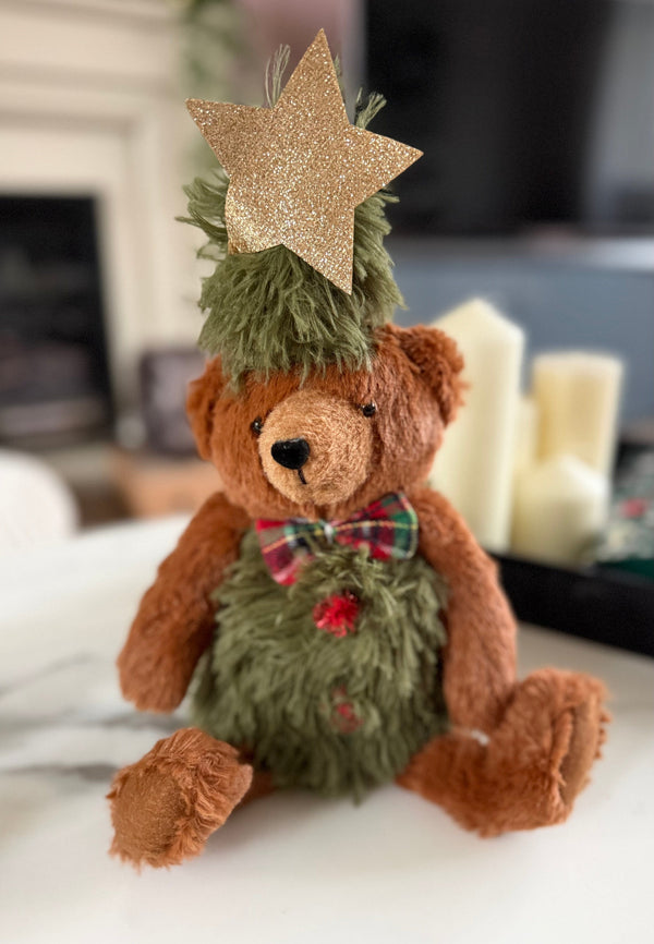 Festive Plush Bear Christmas Decoration