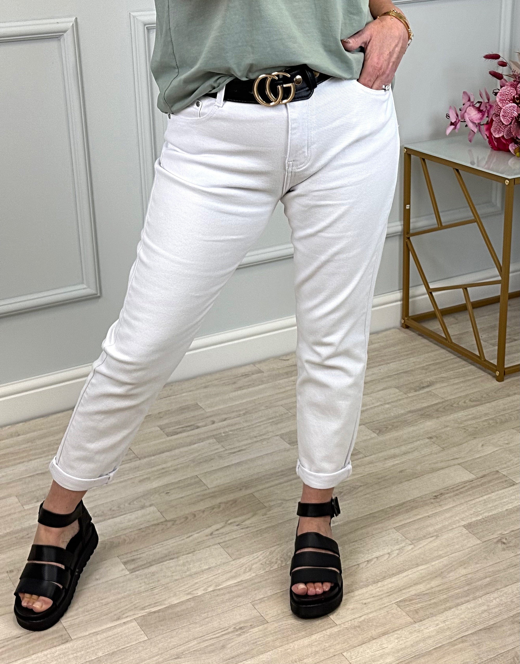 G-Smack Emily Mom Fit Jeans 8-22 White