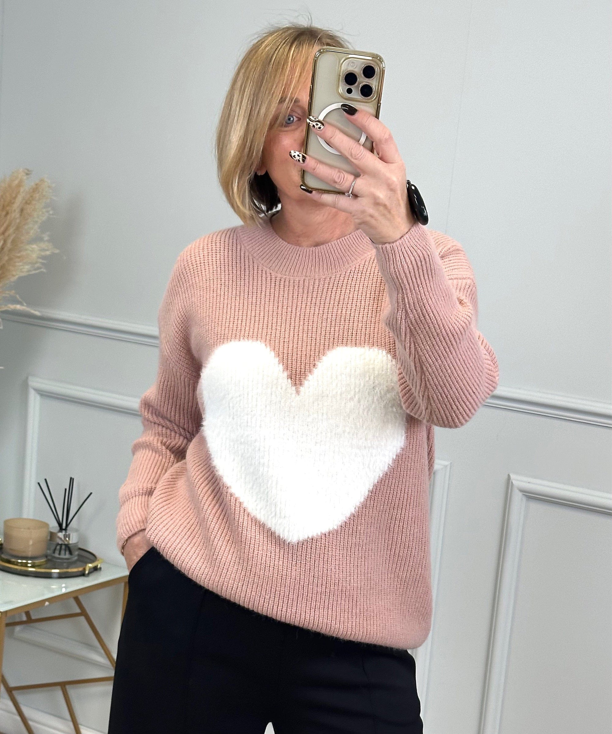 Valeria Fluffy Heart Jumper 8-18 Pink - Susie's Boutique