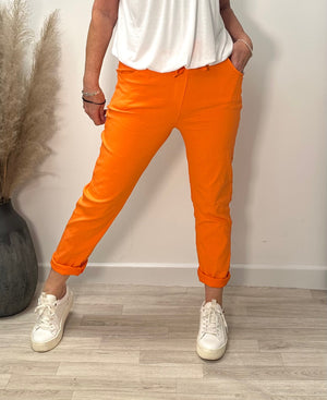 Julia Stretch Magic Trousers 8-22 Orange - Susie's Boutique