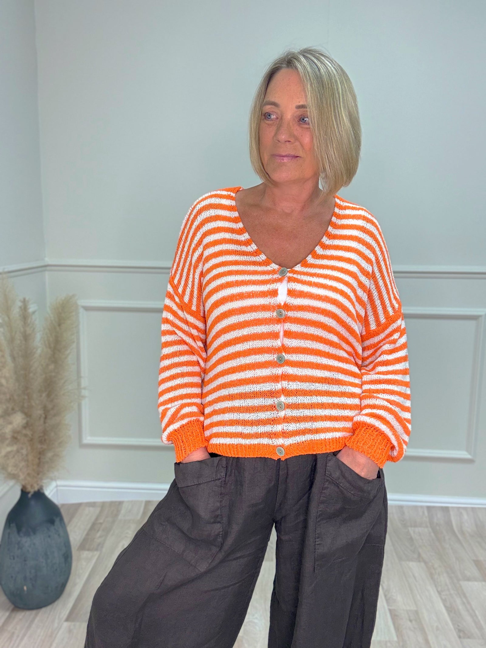 Teresa Retro Lightweight Stripe Cardigan